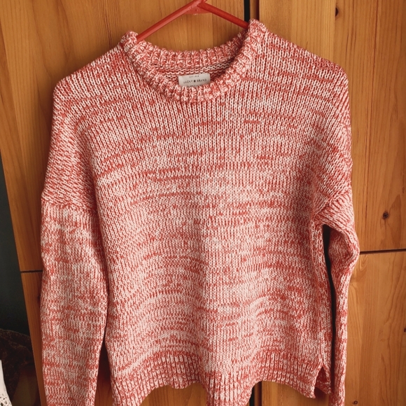 Lucky Brand Women's Dk Pink & White Marled Cotton Sweater size Small - Picture 1 of 5